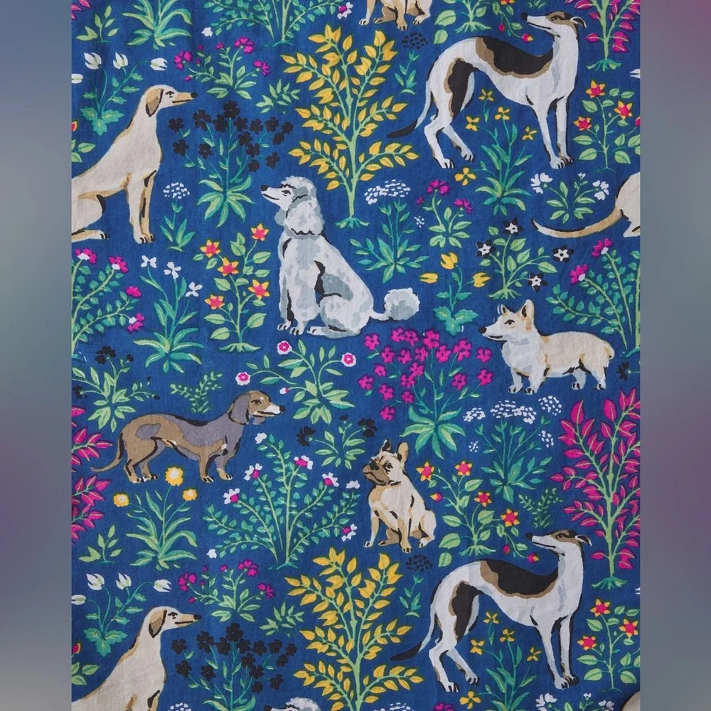 Printfresh Blue Floral & Dog-Print Short Pajama Set